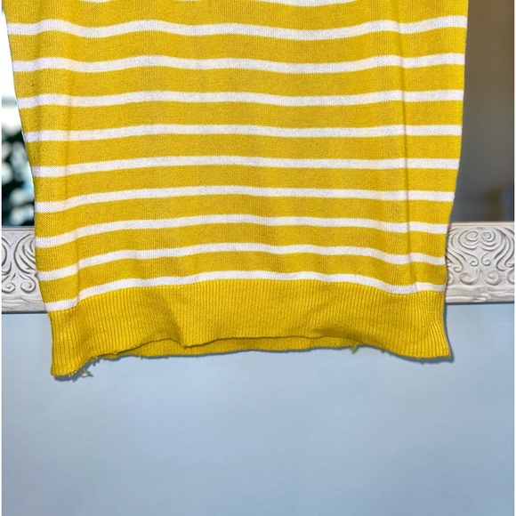 Banana Republic 100% Cotton Yellow & White Short Sleeve Tie Front Sweater Top S - Picture 3 of 3